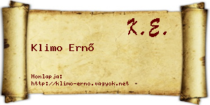 Klimo Ernő névjegykártya